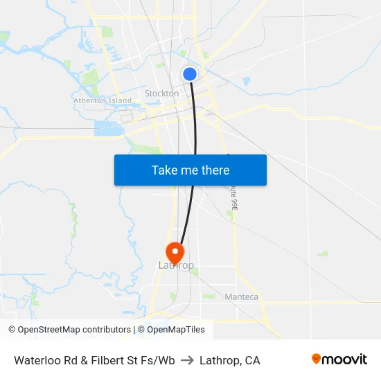 Waterloo Rd & Filbert St Fs/Wb to Lathrop, CA map