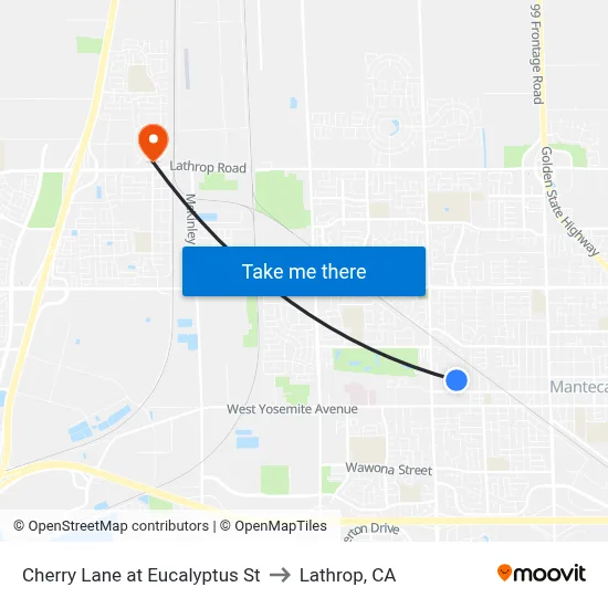 Cherry Lane at Eucalyptus St to Lathrop, CA map