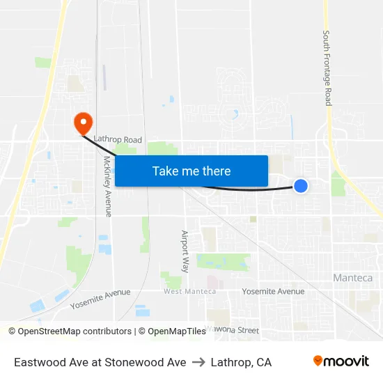 Eastwood Ave at Stonewood Ave to Lathrop, CA map