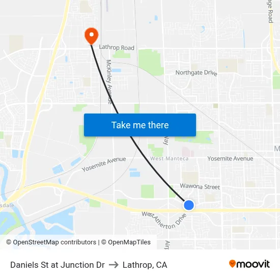 Daniels St at Junction Dr to Lathrop, CA map
