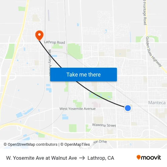 W. Yosemite Ave at Walnut Ave to Lathrop, CA map