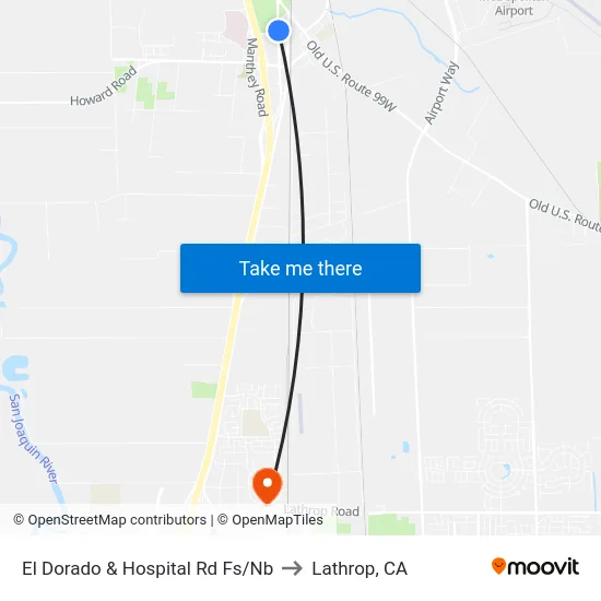 El Dorado & Hospital Rd Fs/Nb to Lathrop, CA map