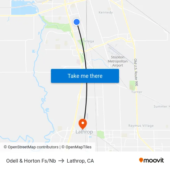 Odell & Horton Fs/Nb to Lathrop, CA map