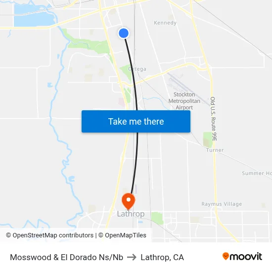 Mosswood & El Dorado Ns/Nb to Lathrop, CA map