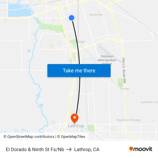 El Dorado & Ninth St Fs/Nb to Lathrop, CA map