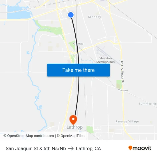San Joaquin St & 6th Ns/Nb to Lathrop, CA map