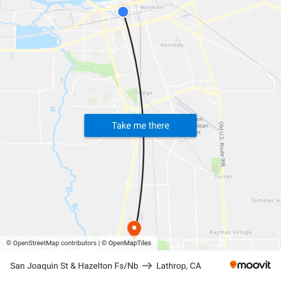 San Joaquin St & Hazelton Fs/Nb to Lathrop, CA map