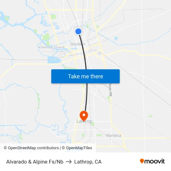 Alvarado & Alpine Fs/Nb to Lathrop, CA map