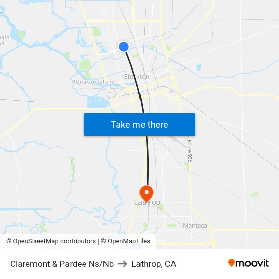 Claremont & Pardee Ns/Nb to Lathrop, CA map