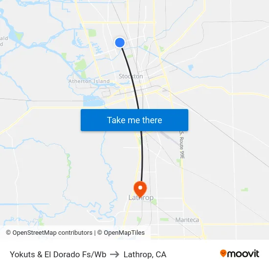 Yokuts & El Dorado Fs/Wb to Lathrop, CA map