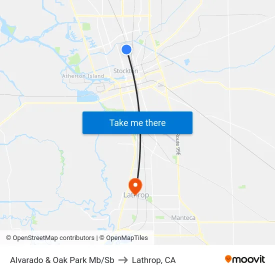 Alvarado & Oak Park Mb/Sb to Lathrop, CA map