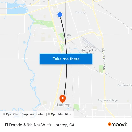 El Dorado & 9th Ns/Sb to Lathrop, CA map