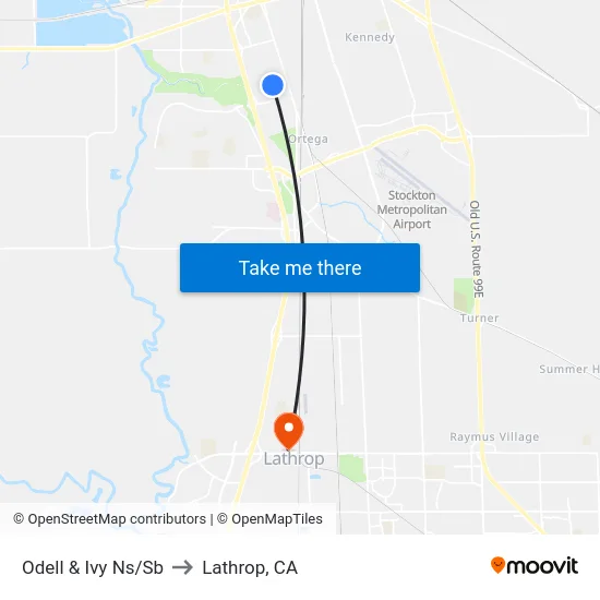 Odell & Ivy Ns/Sb to Lathrop, CA map