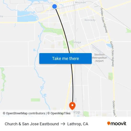 Church & San Jose Eastbound to Lathrop, CA map