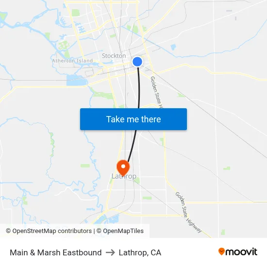 Main & Marsh Eastbound to Lathrop, CA map