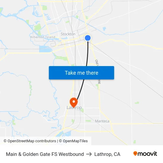 Main & Golden Gate FS Westbound to Lathrop, CA map