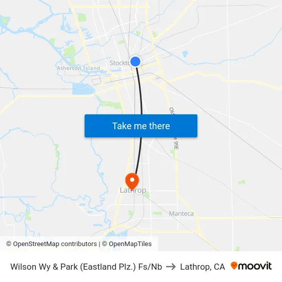 Wilson Wy & Park (Eastland Plz.) Fs/Nb to Lathrop, CA map