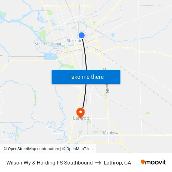 Wilson Wy & Harding FS Southbound to Lathrop, CA map
