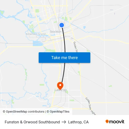 Funston & Orwood Southbound to Lathrop, CA map