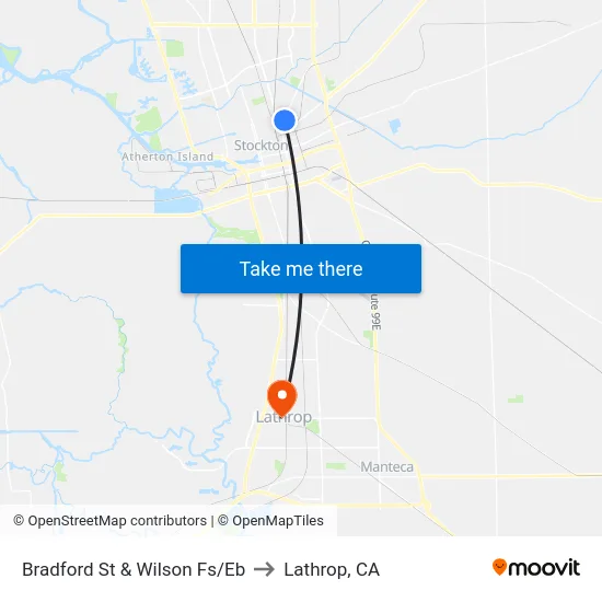 Bradford St & Wilson Fs/Eb to Lathrop, CA map