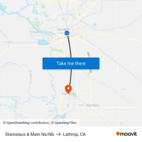 Stanislaus & Main Ns/Nb to Lathrop, CA map