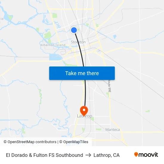 El Dorado & Fulton FS Southbound to Lathrop, CA map