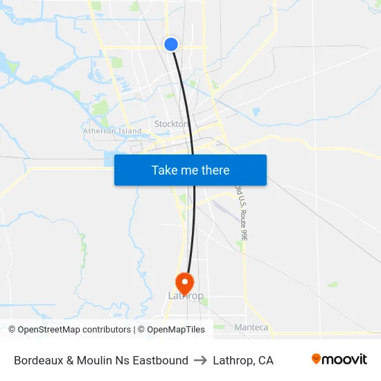 Bordeaux & Moulin Ns Eastbound to Lathrop, CA map