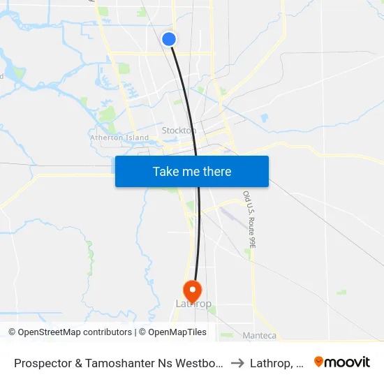 Prospector & Tamoshanter Ns Westbound to Lathrop, CA map