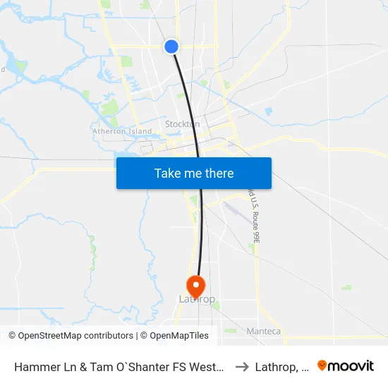 Hammer Ln & Tam O`Shanter FS Westbound to Lathrop, CA map