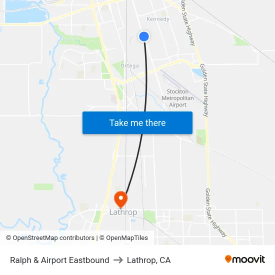 Ralph & Airport Eastbound to Lathrop, CA map