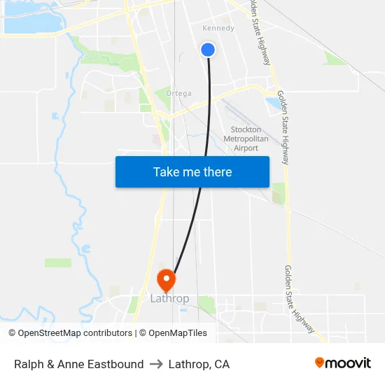 Ralph & Anne Eastbound to Lathrop, CA map