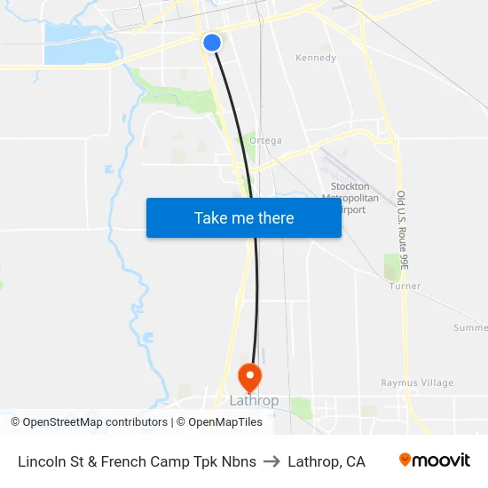 Lincoln St & French Camp Tpk Nbns to Lathrop, CA map
