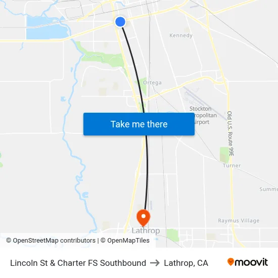 Lincoln St & Charter FS Southbound to Lathrop, CA map