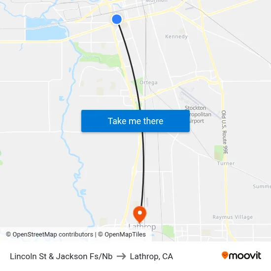Lincoln St & Jackson Fs/Nb to Lathrop, CA map