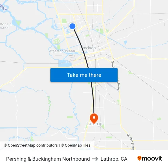 Pershing & Buckingham Northbound to Lathrop, CA map