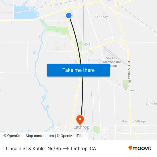 Lincoln St & Kohler Ns/Sb to Lathrop, CA map