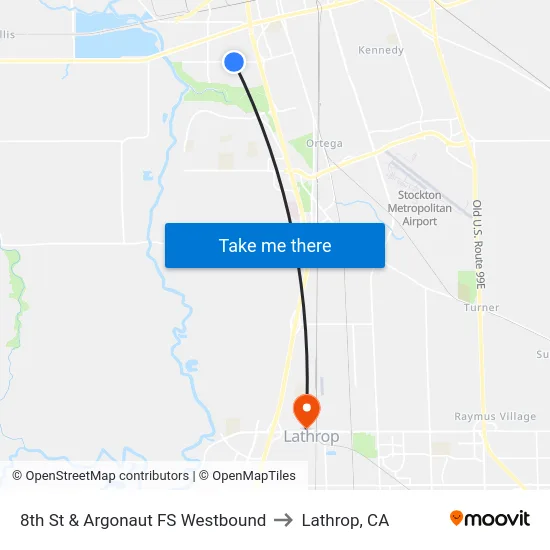 8th St & Argonaut FS Westbound to Lathrop, CA map