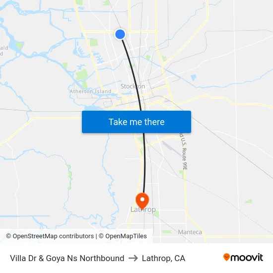 Villa Dr & Goya Ns Northbound to Lathrop, CA map