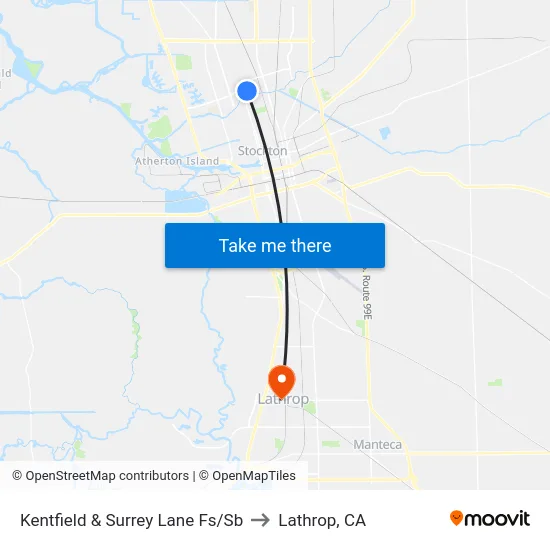 Kentfield & Surrey Lane Fs/Sb to Lathrop, CA map