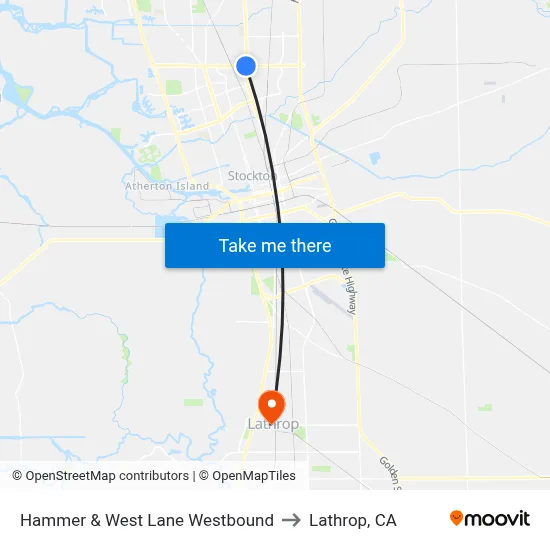 Hammer & West Lane Westbound to Lathrop, CA map