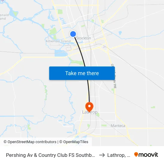 Pershing Av & Country Club FS Southbound to Lathrop, CA map