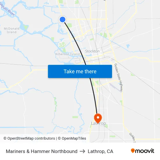 Mariners & Hammer Northbound to Lathrop, CA map