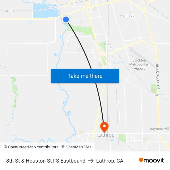 8th St & Houston St FS Eastbound to Lathrop, CA map