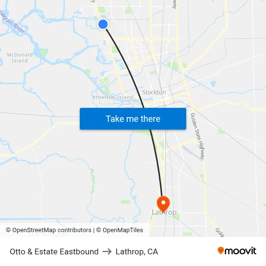 Otto & Estate Eastbound to Lathrop, CA map