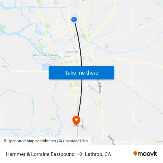 Hammer & Lorraine Eastbound to Lathrop, CA map