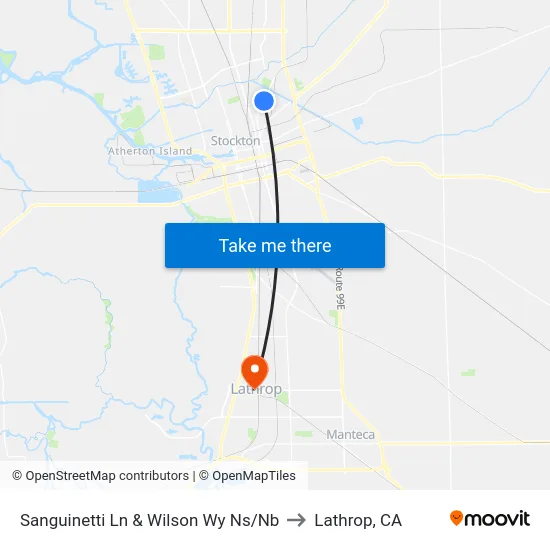Sanguinetti Ln & Wilson Wy Ns/Nb to Lathrop, CA map