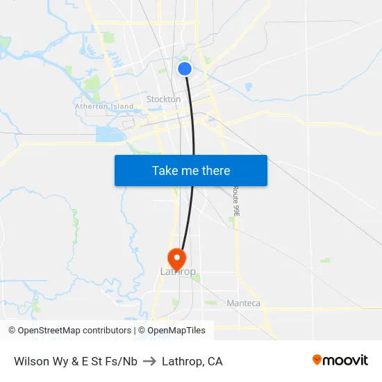 Wilson Wy & E St Fs/Nb to Lathrop, CA map