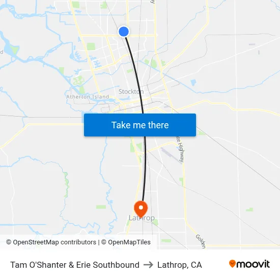 Tam O'Shanter & Erie Southbound to Lathrop, CA map