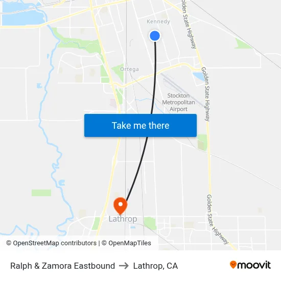 Ralph & Zamora Eastbound to Lathrop, CA map