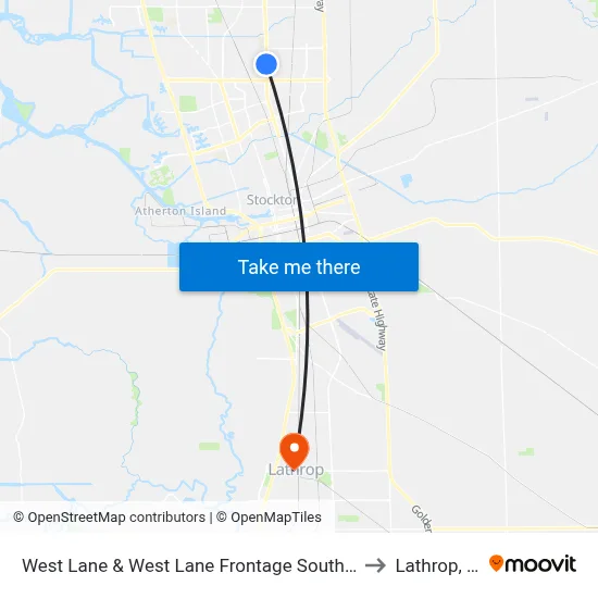 West Lane & West Lane Frontage Southbound to Lathrop, CA map
